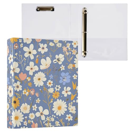 Foiosoh Runde Ringe Notizbuch, 3,5 cm, Notizbuch, Ordner mit Taschen, 1/2er-Pack, Schulbedarf, 200 Blatt, Blumen, Blau Foiosoh Runde Ringe Notizbuch, 3,5 cm, Notizbuch, Ordner mit Taschen, 1/2er-Pack, Schulbedarf, 200 Blatt, Blumen, Blau von Foiosoh
