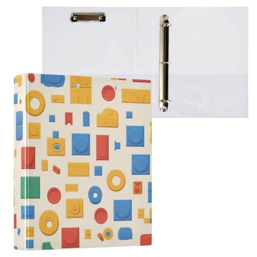 Foiosoh Runde Ringe Notizbuch, 3,5 cm Ordner mit Innentaschen, 1/2 Stück, Binder für Schule, Hardcover, Cartoon-Bausteine, Muster Foiosoh Runde Ringe Notizbuch, 3,5 cm Ordner mit Innentaschen, 1/2 Stück, Binder für Schule, Hardcover, Cartoon-Bausteine, Muster von Foiosoh