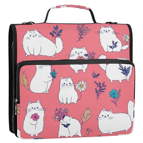 Himalaya-Katzen-Büroordner mit 3 Ringen, mit Griff und abnehmbarem Schultergurt, einfach zu tragen, Portfolio-Ordner für die Schule von Foiosoh
