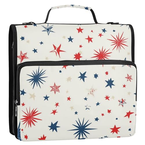 Kleiner Planet America Organizer mit 3 Ringen und Reißverschluss, 3,8 cm, Rot und Blau, mit Schultergurt und Griff, mehrere Taschen, tragbares Portfolio für Schule/Büro Kleiner Planet America Organizer mit 3 Ringen und Reißverschluss, 3,8 cm, Rot und Blau, mit Schultergurt und Griff, mehrere Taschen, tragbares Portfolio für Schule/Büro von Foiosoh