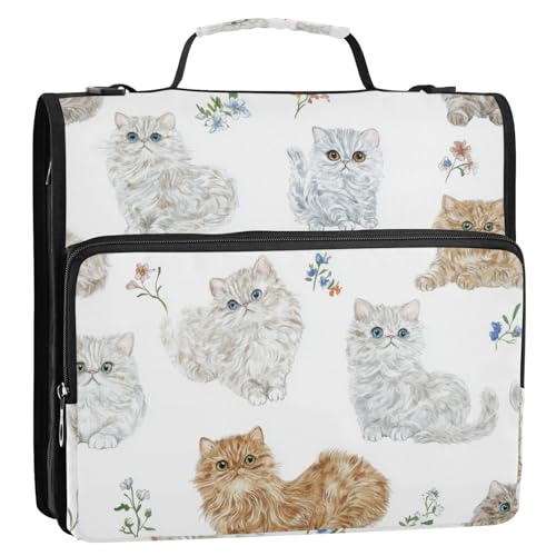 Lively Selkirk Rex Cats Organizer mit 3 Ringen und Schultergurt, 3,8 cm, Weiß Lively Selkirk Rex Cats Organizer mit 3 Ringen und Schultergurt, 3,8 cm, Weiß von Foiosoh