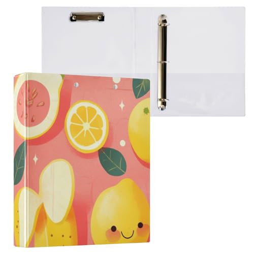 Notizbuch mit 3 Ringen, 3,8 cm (1,5 Zoll), mit Taschen, 1/2er-Pack, Schulbinder, Hardcover, niedliche Banane und Zitrone von Foiosoh