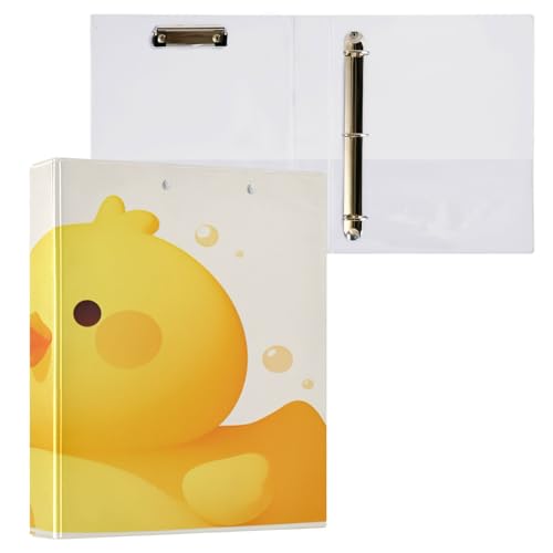 Notizbuchordner mit 3 Ringen, 1 und 1/2 Zoll, Notizbuchordner mit Taschen, 1/2 Stück, Schulbedarf, 200 Blatt, niedliches Entenmuster von Foiosoh