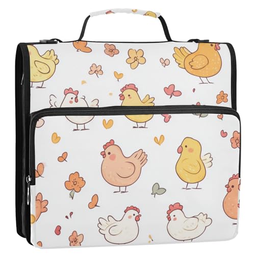 Ordner-Organizer mit 3 Ringen, mit Schultergurt und Griff, mehrere Taschen, Portfolio-Ordner für Mittelschüler, Weiß von Foiosoh