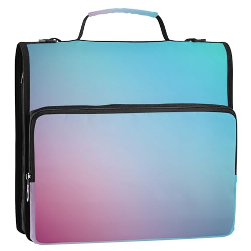 Ordner-Organizer mit Reißverschluss, 3 Ringe, 3,8 cm, mit Schultergurt, mehrere Taschen, Reißverschluss, Portfolio für Büro, Schule von Foiosoh