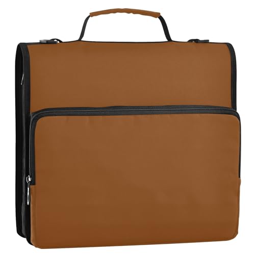 Ordner mit 3 Ringen, 3 Ringe, mit extra Taschen, Schultergurt und Griff, mehrere Taschen, Schulordner für Schule/Büro, Braun, 3,8 cm Ordner mit 3 Ringen, 3 Ringe, mit extra Taschen, Schultergurt und Griff, mehrere Taschen, Schulordner für Schule/Büro, Braun, 3,8 cm von Foiosoh