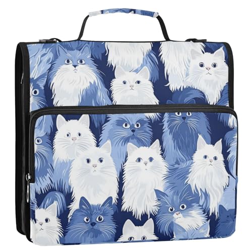 Ordner mit 3 Ringen, mit extra Taschen mit Griff und abnehmbarem Schultergurt, für Schüler, Marineblau von Foiosoh