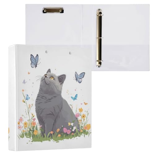Ordner mit drei Ringen, 3,5 cm, mit Innentaschen, 1/2er-Pack, Ordner für die Schule, Hardcover, Kurzhaar, Katzen, Grau Ordner mit drei Ringen, 3,5 cm, mit Innentaschen, 1/2er-Pack, Ordner für die Schule, Hardcover, Kurzhaar, Katzen, Grau von Foiosoh