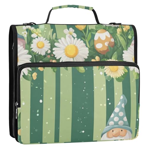 Ostertags-Zwerg Gänseblümchen 3 Ringe Reißverschluss Ordner mit Gurt Wasserdicht Portfolios Portfolio-Organizer für Schule und Büro von Foiosoh