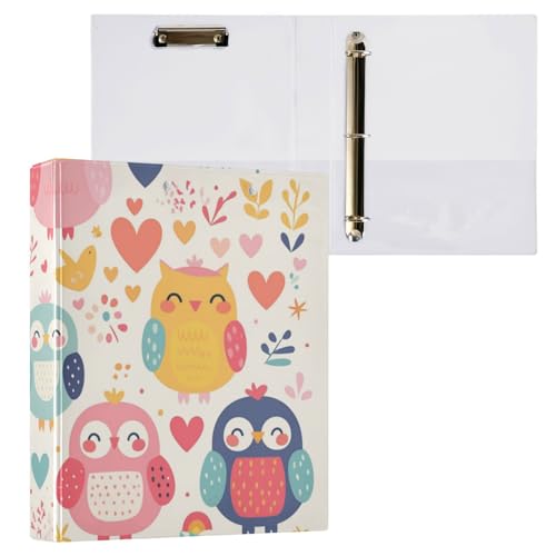 Ringbuch mit runden Ringen, 3,8 cm, Ordner mit Klemmbrett, 1/2er-Pack, Schulbedarf, Ordner, 200 Blatt, bunte Eulen Ringbuch mit runden Ringen, 3,8 cm, Ordner mit Klemmbrett, 1/2er-Pack, Schulbedarf, Ordner, 200 Blatt, bunte Eulen von Foiosoh