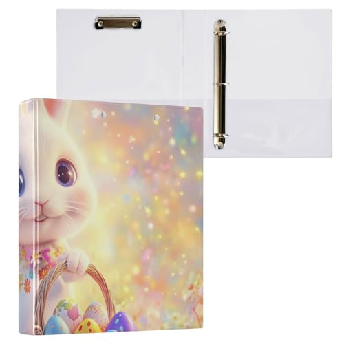 Runde Ringbücher mit Klemmbrett, 3,5 cm (1/2 Zoll), College-Binder für Studenten, Hardcover, Ostern, magisches Tier, niedlich von Foiosoh