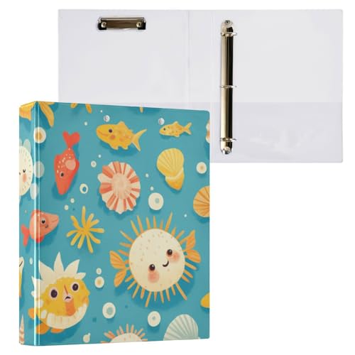 Runde Ringbücher mit Klemmbrett, 3,8 cm, 1/2 Packungen, Schulbedarf, Hardcover, niedliche Fischmuscheln von Foiosoh