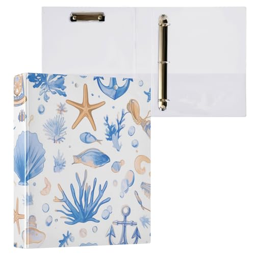 Runder Ringordner mit Klemmbrett, 1/2er-Pack, College-Ordner für Studenten, Hardcover, dunkelblaues Meeresmuster Runder Ringordner mit Klemmbrett, 1/2er-Pack, College-Ordner für Studenten, Hardcover, dunkelblaues Meeresmuster von Foiosoh