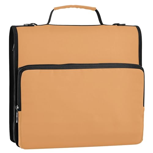 Sandybrown 3,8 cm 3 Ringe Reißverschluss Ordner Organizer mit Gurt mehrere Taschen Dokumenten-Organizer für Mittelschule von Foiosoh