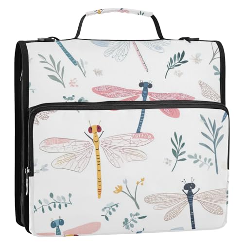 Vivacious Libellen-Organizer mit 3 Ringen und Schultergurt, inklusive Reißverschlusstasche, Schulordner, Organizer, geeignet für Mittelschule, Weiß Vivacious Libellen-Organizer mit 3 Ringen und Schultergurt, inklusive Reißverschlusstasche, Schulordner, Organizer, geeignet für Mittelschule, Weiß von Foiosoh