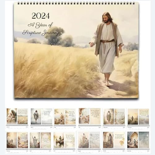Jesus-Kalender 2024, inspirierender Wandkalender Jesus Christus 2024, monatlicher Wandkalender 2024 zum Aufhängen, Wandkalender mit Bibelzitaten, tolles Geschenk zum Organisieren und Planen von Fokayo