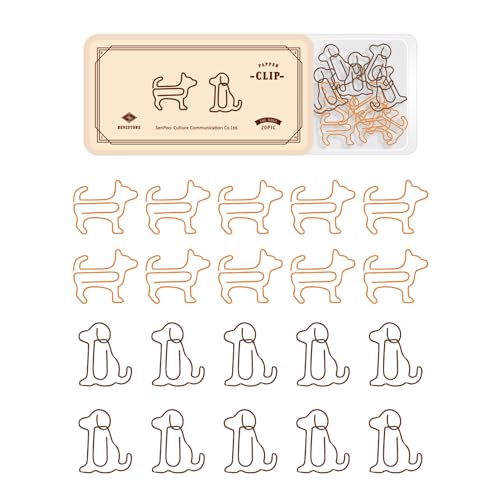BüRoklammern Motiv, 20 Stück Hund Geformt BüRoklammern Klein in einer Exquisiten Schachtel BüRoklammern Bunt von Fokecci
