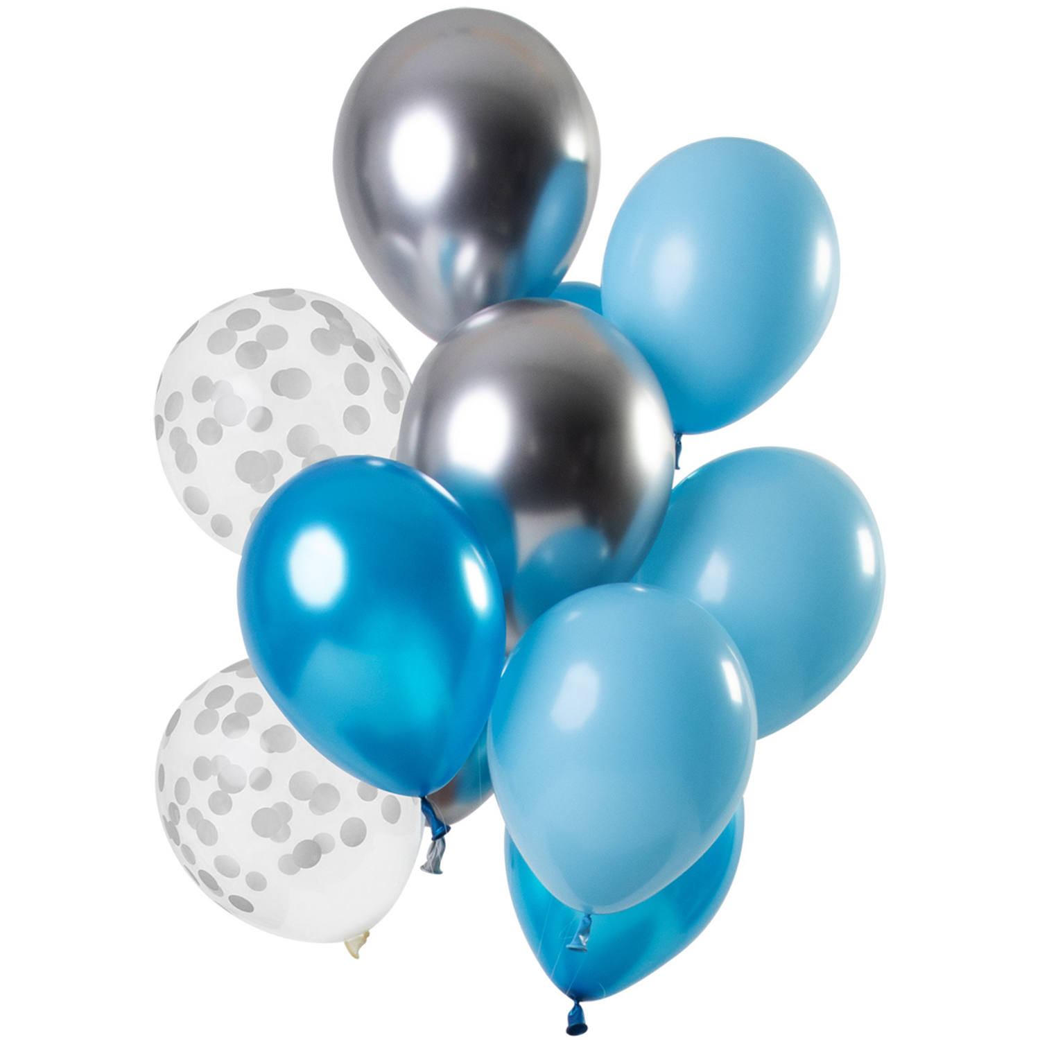 Ballon Set Aquamarine Blau/Silber 30cm - 12 Stück von Folat B.V.