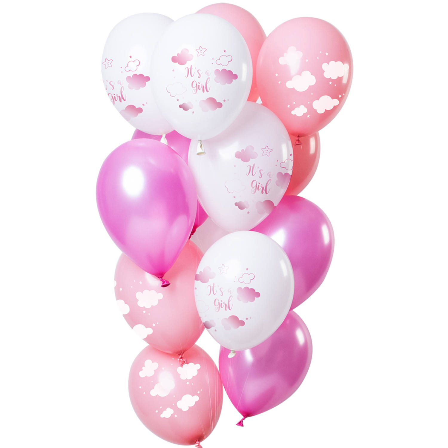 Ballon Set "It's a girl" Pink/Weiß 30cm - 12 Stück von Folat B.V.