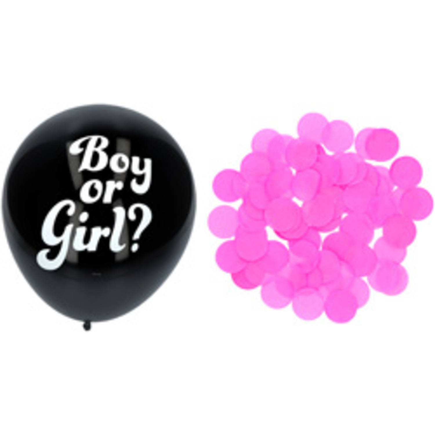 Gender Reveal Boy or Girl Ballon Mädchen mit rosa Konfetti 41cm - 3 Stück von Folat B.V.