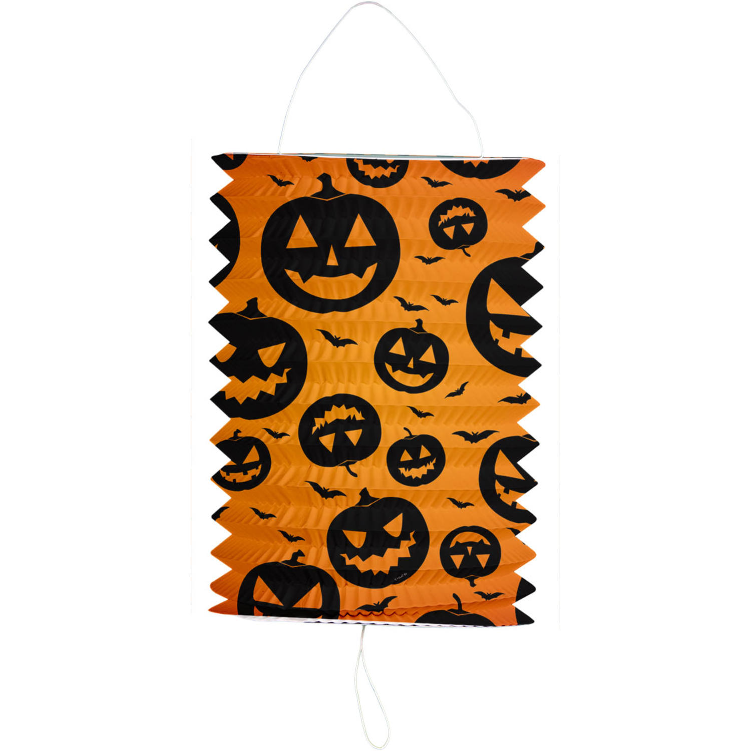 Zuglaterne / Lampion Kürbis Halloween Orange/Schwarz - 16x22 cm von Folat B.V.