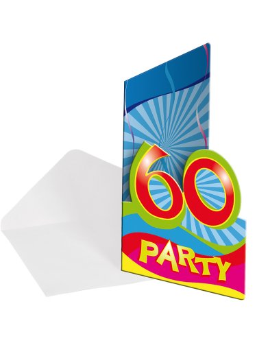 Einladungskarten 60. Geburtstag "Partyspaß" 8er Pack von Folat