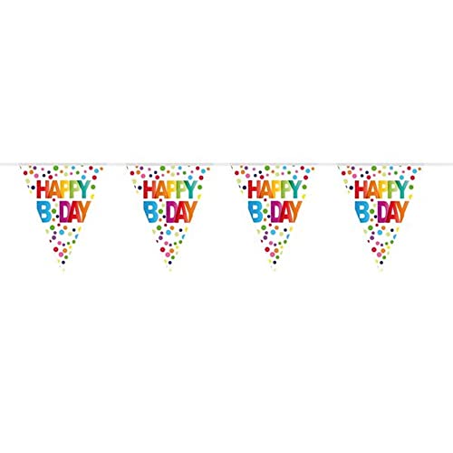 Festartikel Müller 10-m-Wimpelkette Happy Birthday aus Polyethylen hergestellt, Mehrfarbig, 800.543.00 von Folat