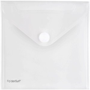 FolderSys 10 x CD-Hülle 135x135mm PP Klettverschluss farblos transparent von FolderSys