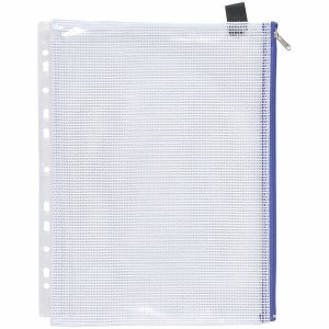 FolderSys 10 x Reißverschluss-Beutel A4 PVC mit Abheftrand und Zip blau von FolderSys