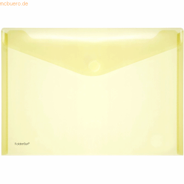 10 x Foldersys Dokumentenmappe A4 quer PP Klettverschluss gelb transpa von Foldersys