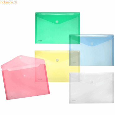 10 x Foldersys Dokumentenmappe A4 quer PP Klettverschluss klar farbig von Foldersys