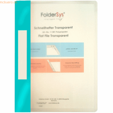 10 x Foldersys Sichthefter A4 PP transparent/türkis von Foldersys