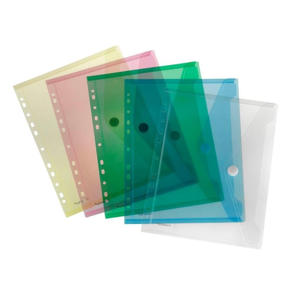 FolderSys Dokumententaschen DIN A4 farbsortiert genarbt 0,20 mm - 10 Stück von Foldersys