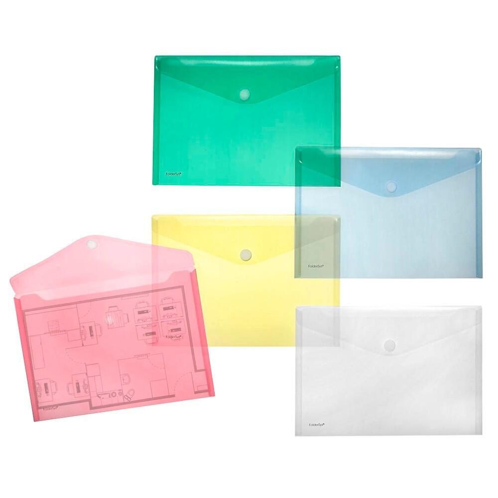 FolderSys Dokumententaschen DIN A4 farbsortiert glatt 0,20 mm - 10 Stück von Foldersys