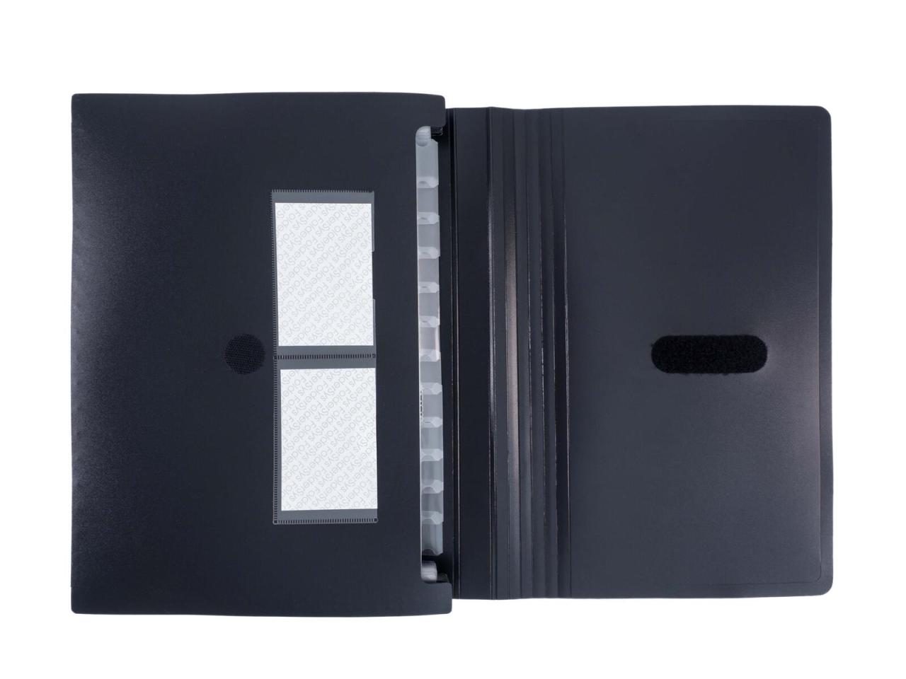 FolderSys Fächermappe Fächermappen, Dehnbar, schwarz DIN A4 12-Fach Schwarz von Foldersys