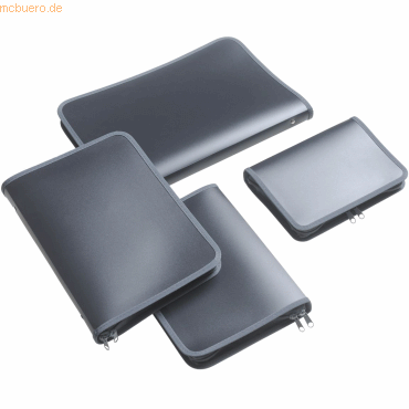 Foldersys Reißverschlusstasche B4 PP anthrazit transluzent Zip grau von Foldersys