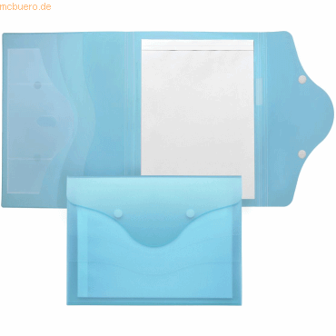 Foldersys Schreibmappe A4 PP mit Schreibblock Klettverschluss blau tra von Foldersys