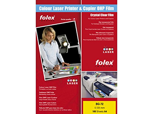 Kopierfolie / Overheadfolie DIN A4, Folex BG-72, 125 Mic für Farb,-Kopierer und Laserdrucker, 100 Stück von Folex