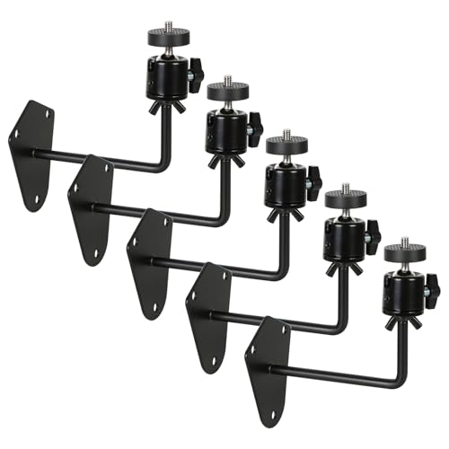 Folgtek 5-Pack Kamera Halterungen Kit Metall Stand Universal Halterung mit Mini-Kugelkopf für Sicherheit Trail Jagd Kameras Indoor und Outdoor auf Decken Wand Baum usw.(Schwarz, Auf Wand-5tlg.) von Folgtek