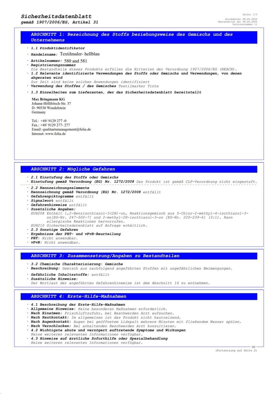 folia Textilmarker 1.0 Mehrfarbig folia Textilmarker 1.0 Mehrfarbig von Folia