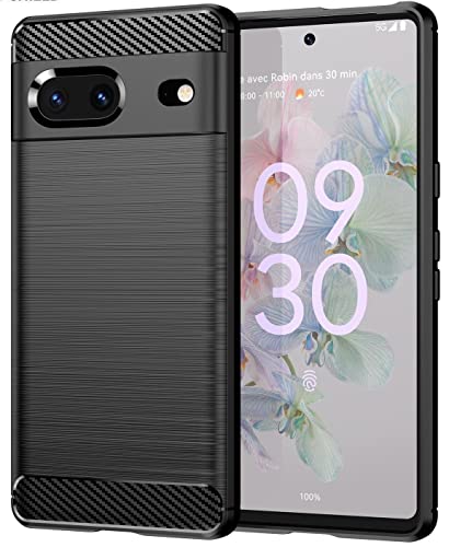 Folmecket Google Pixel 7 Hülle, Karbonfaser, Kratzfest, stoßdämpfend, weiche TPU-Gummi-Schutzhülle für Google Pixel 7 (2022) 6,3 Zoll, Schwarz von Folmecket