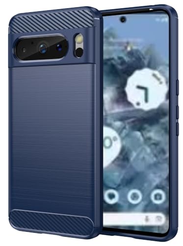 Folmecket Google Pixel 8 Pro Hülle, Karbonfaser, Kratzfest,stoßdämpfend, weiche TPU-Gummi-Schutzhülle für Google Pixel 8 Pro (2023) 6,7 Zoll Blau von Folmecket