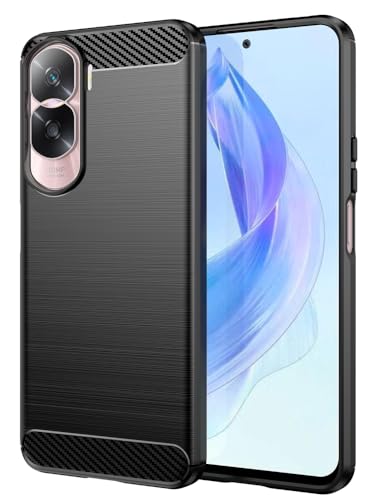 Folmecket Honor 90 Lite 5G Hülle, Karbonfaser, Kratzfest, stoßdämpfend, weiche TPU-Gummi-Schutzhülle für Honor 90 Lite 5G (2023) 6,7 Zoll Schwarz von Folmecket