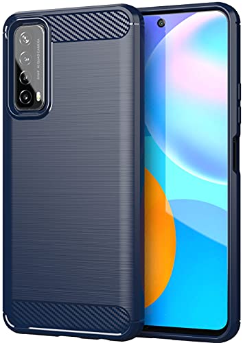 Folmecket Hülle für Huawei P Smart 2021, Karbonfaser, Kratzfest, Stoßdämpfend, Weiches TPU-Gummi, Schutzhülle für Huawei P Smart 2021 (6,67 Zoll) (Huawei P Smart 2021 Blau) von Folmecket