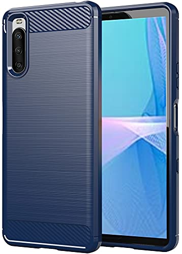 Folmecket Hülle für Sony Xperia 10 III, Karbonfaser, Kratzfest, stoßdämpfend, weiches TPU-Gummi, Schutzhülle für Xperia 10 III lite 6 Zoll (Xperia 10 III Blau) von Folmecket