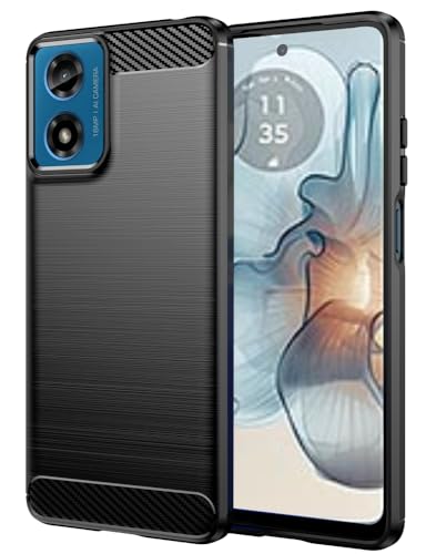 Folmecket Moto G24 Power Hülle, Karbonfaser, Kratzfest, stoßdämpfend, weiche TPU-Gummi-Schutzhülle für Motorola Moto G24 Power/G24/G04S/E14 6.56" Zoll Schwarz von Folmecket
