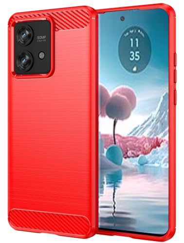 Folmecket Motorola Edge 40 Neo Hülle, Karbonfaser, Kratzfest, stoßdämpfend, weiche TPU-Gummi-Schutzhülle für Moto Edge 40 Neo 2023 6,55 Zoll Rot von Folmecket