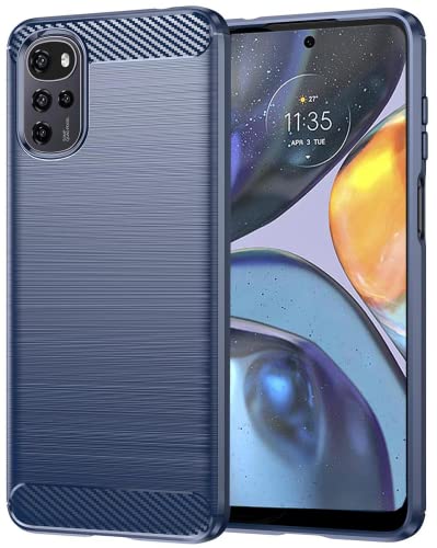 Folmecket Motorola Moto G22/E32/E32S Hülle, Karbonfaser, Kratzfest, stoßdämpfend, weiche TPU-Gummi-Schutzhülle für Moto G22/E32/E32S 6,5 Zoll, Blau von Folmecket