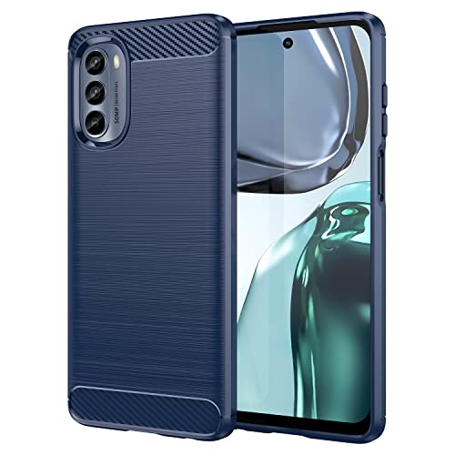 Folmecket Motorola Moto G62 5G Hülle, Karbonfaser, Kratzfest, stoßdämpfend, weiche TPU-Gummi-Schutzhülle für Motorola Moto G62 5G (2022) 6,5 Zoll Blau von Folmecket