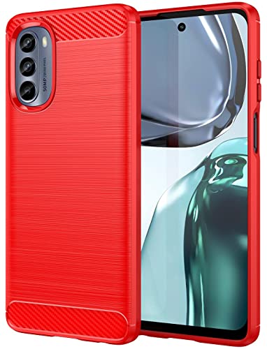 Folmecket Motorola Moto G62 5G Hülle, Karbonfaser, Kratzfest, stoßdämpfend, weiche TPU-Gummi-Schutzhülle für Motorola Moto G62 5G (2022) 6,5 Zoll Rot von Folmecket